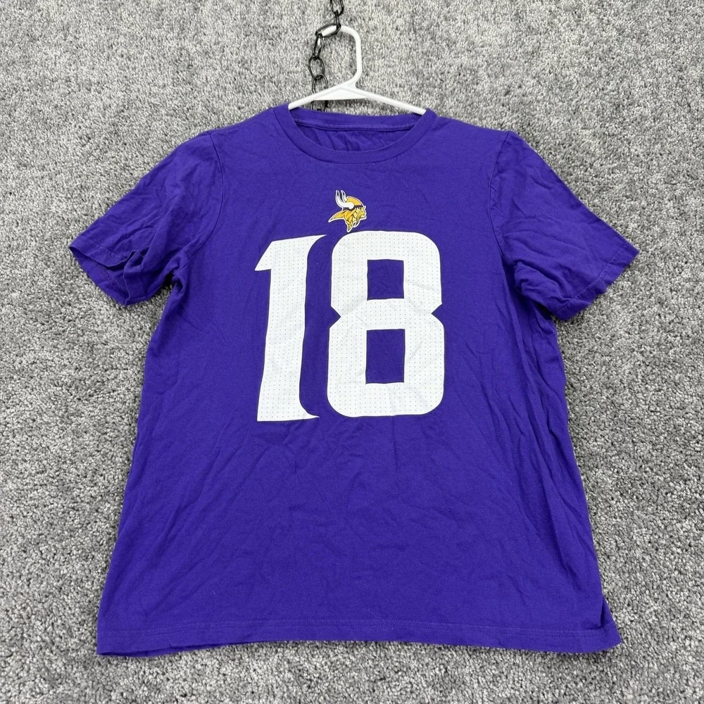 Minnesota Vikings Shirt Boys Large Purple NFL Football Nike Jefferson 18 Tee Top